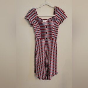 Day After Day Striped Ribbed Stretch Casual Pullover Fit & Flare Dress Size M